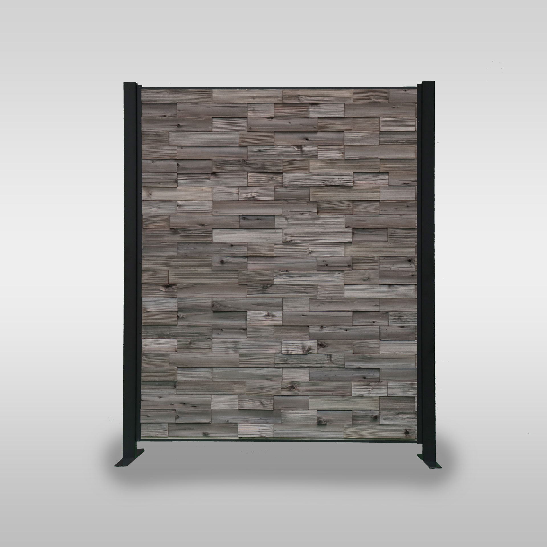 本物の木のパーテーション【WARIHADA】幅123㎝　染色した木にアイアンの支柱を組み合わせたスタイリッシュな間仕切り