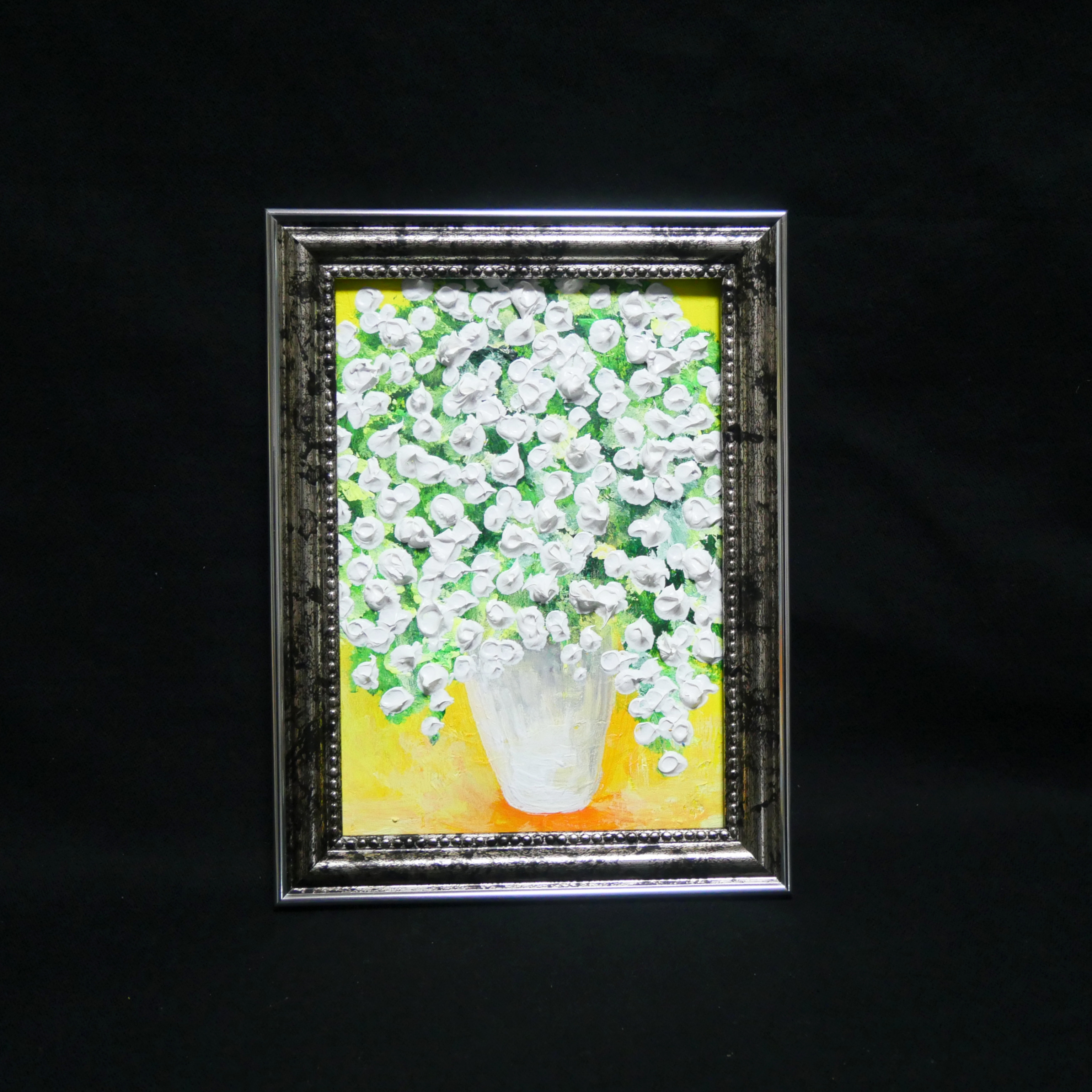 油絵 ミニ絵画2L【かすみ草】 絵画 HR 通販 14418579｜Creema(クリーマ)