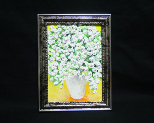 油絵 ミニ絵画2L【かすみ草】 絵画 HR 通販 14418579｜Creema(クリーマ)