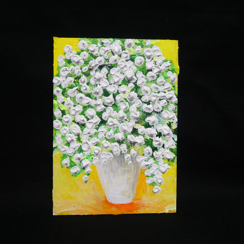 油絵 ミニ絵画2L【かすみ草】 絵画 HR 通販 14418579｜Creema(クリーマ)