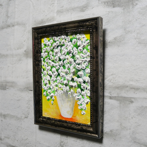 油絵 ミニ絵画2L【かすみ草】 絵画 HR 通販 14418579｜Creema(クリーマ)