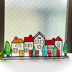 可愛いハウスの街並み　ステンドグラス 4枚目の画像