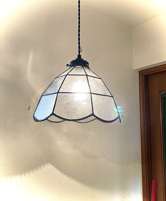 ステンドグラス風　ペンダントライト　照明　昭和レトロ　ステンドグラス 希少 注文制作【昭和レトロペンダントランプ】ステンドグラス 照明