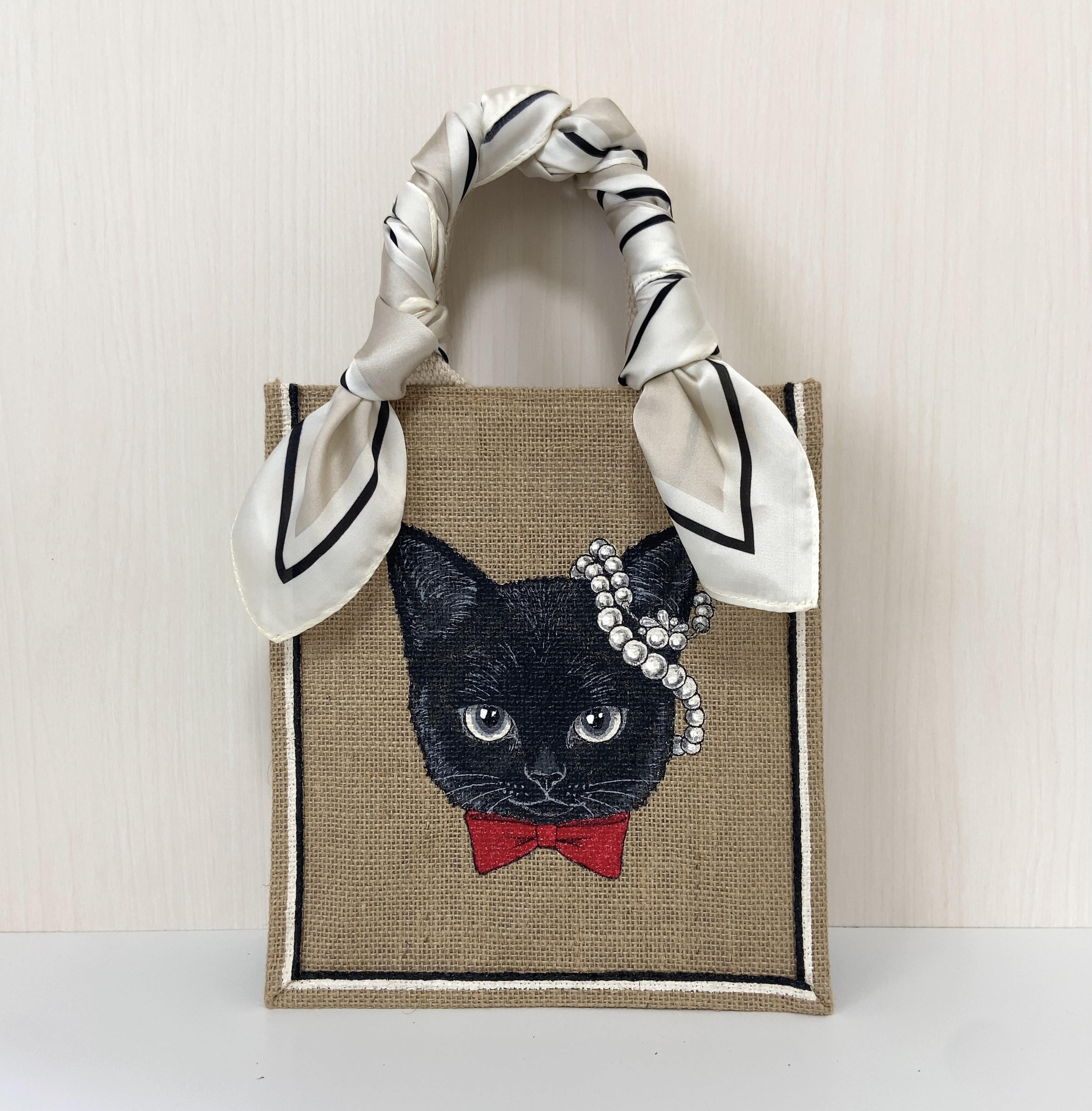 人気激安 黒猫 ハンドバッグ ねこバカ 一閑張り かごバッグ バッグ いろいろ猫達 トートバッグ