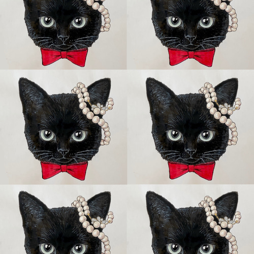 オリジナル 黒 猫 手描き ジュートバッグ ねこ ネコ バッグ 鞄