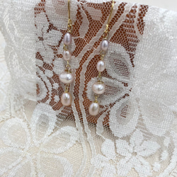促銷價★ 正式配件❤️ 2 件套❗️ 淡水珍珠2 路長項鍊和耳環淡粉色（長84 厘米） 第5張的照片
