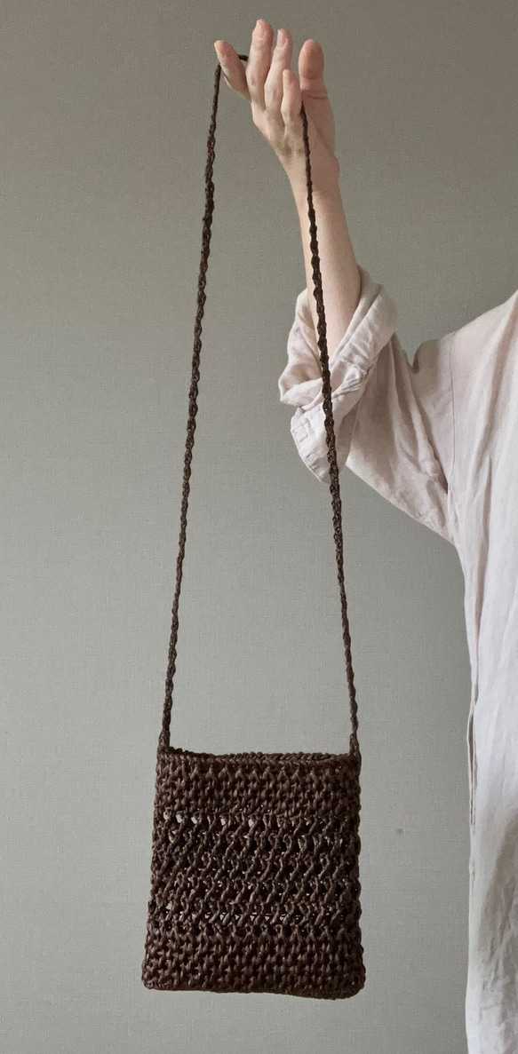 かぎ針編み 模様編み ペタンコ ショルダー バッグ 8枚目の画像