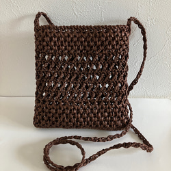 かぎ針編み 模様編み ペタンコ ショルダー バッグ 6枚目の画像