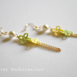 梭織蕾絲小花和流蘇耳環 &lt;檸檬 x 青檸&gt; 第2張的照片
