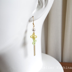 梭織蕾絲小花和流蘇耳環 &lt;檸檬 x 青檸&gt; 第3張的照片