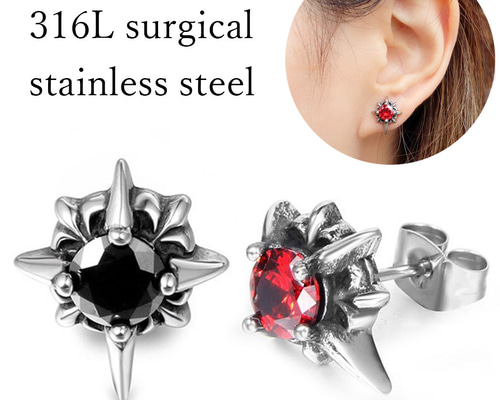 ⭐︎週末SALE⭐︎Curiosa スタッドピアス　シングル、スクエアカット BIRD OF PARADISE スクエア ストーン スタッド