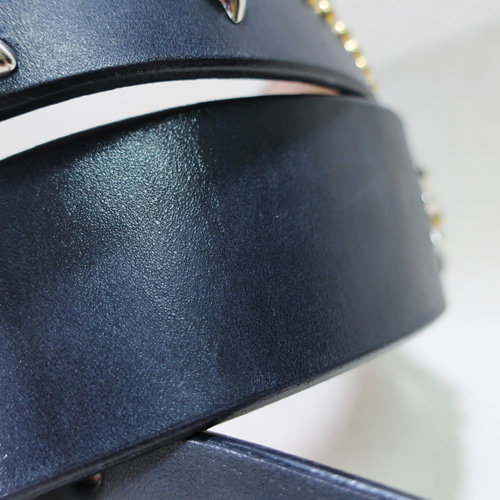 スタッズベルト サドルレザー フラワースタッズ 革ベルト ハンドメイド