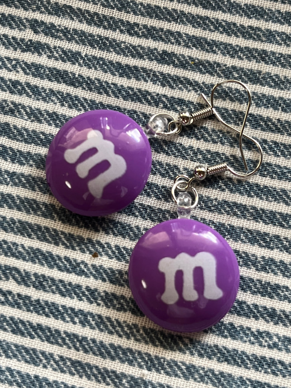 送料無料❤︎BIGマーブルチョコピアス パープル ピアス（フック  