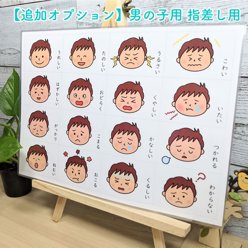 感情表情絵カード 男の子用 視覚支援 発達障害 自閉症 保育教材