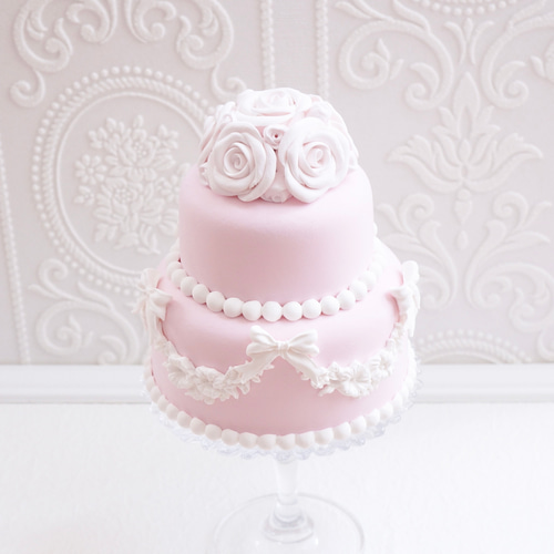 クラシカルローズクレイケーキ✳︎ピンク✳︎色変更可フェイクケーキ