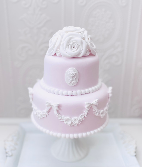 クラシカルローズクレイケーキ✳︎ピンク✳︎色変更可フェイク