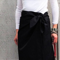「超早割祭」播州織り　綿撥水加工　腰周りスッキリ便利グッズ　ネイビー巻きスカート 4枚目の画像