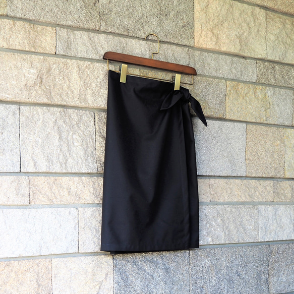 「超早割祭」播州織り　綿撥水加工　腰周りスッキリ便利グッズ　ネイビー巻きスカート 7枚目の画像