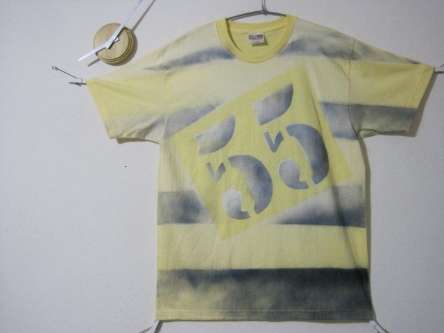 1点　染み込み風　ざっくりボーダー　ゼッケン【55】イエロー　　タイガー/廃れ/トラ/ミリタリー/ゆるい/カワイイ