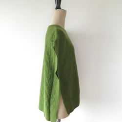 輕盈蓬鬆保暖♡羊毛混紡索背心葉綠 第4張的照片