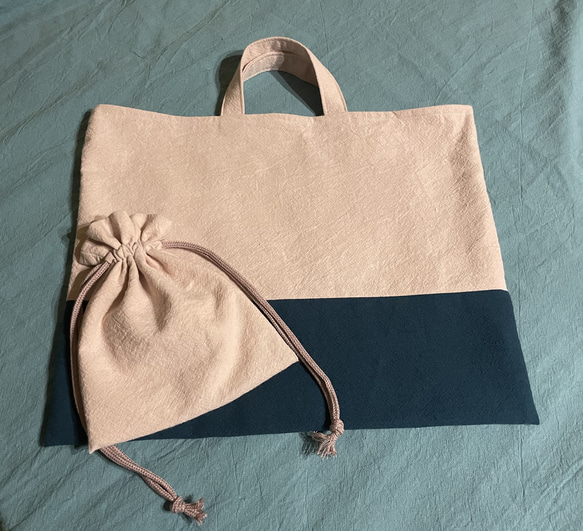 『入園.入学に』桜色のレッスンバッグ&巾着袋2点セット 4枚目の画像