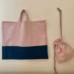 『入園.入学に』桜色のレッスンバッグ&巾着袋2点セット 2枚目の画像