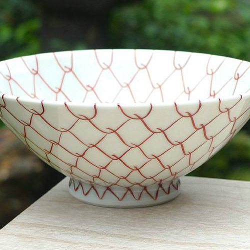 ◇商品番号 2546 赤網ご飯茶碗 小 芳山 茶碗・めし碗 松韻堂 通販