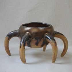 多足系陶製植木鉢(金) 3枚目の画像
