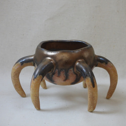 多足系陶製植木鉢(金) 1枚目の画像