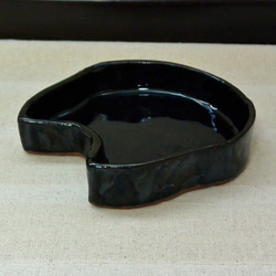 ネコのうつわ　黒系　ネコの顔型　深めのお皿　ねこ・猫　手作り陶芸・陶器　食器 6枚目の画像
