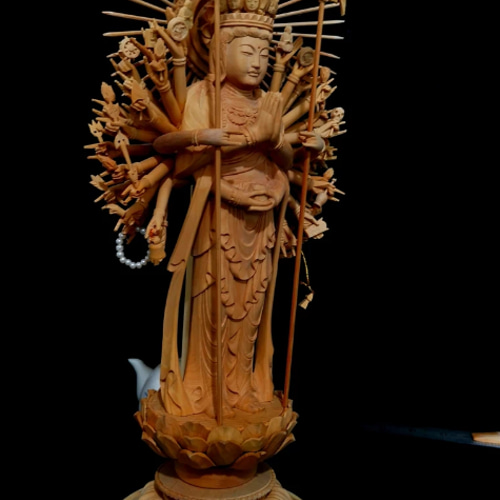 Amazon.co.jp: 木彫 円空仏 高さ67cm / (仏教美術 置物 一刀彫