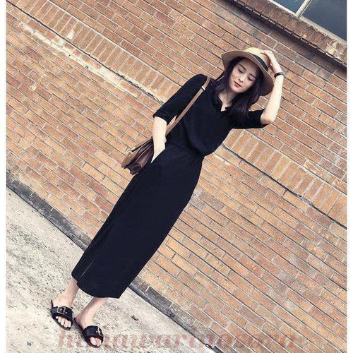 ロングワンピース夏レディースシフォンワンピース黒 ワンピース  