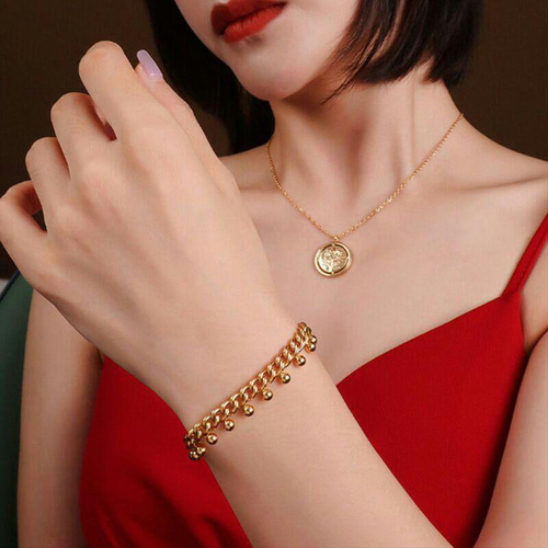 品質保証』18 K金復古ブレスレット霊動珠個性ブレスレット  