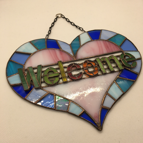 ステンドグラス！！ハートのウエルカムボード♪ サンキャッチャー