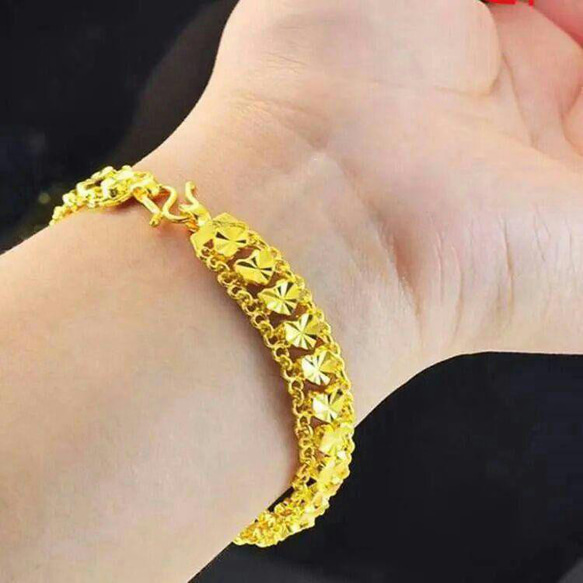 24K金ハートの形のアイデアブレスレット女性ゴールドブレスレット 
