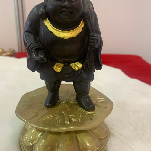 最高級 仏像 七福神大黒天立像 財神 銅製品 仏教工芸品 彫刻 18cm 彫刻