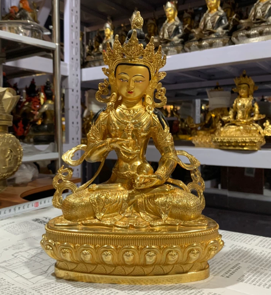 12x8h17cm 仏像no.8 900g　真鍮金属製　ネパール　チベタン
