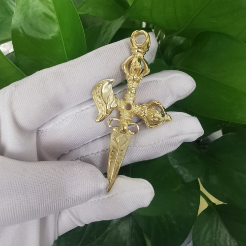 チベット密教法器 真言宗 2点セット ミニ 鉞刀 曲刀 宝斧 仏教法具 真鍮製 チベット密教法器 真言宗 セット ミニ 鉞刀 曲刀 宝斧 仏教法具