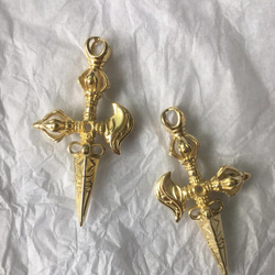 チベット密教法器 真言宗 セット ミニ 鉞刀 曲刀 宝斧 仏教法具