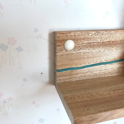 くすのきの棚☆ブルーライン☆壁掛け用☆ＫＲ００９☆木工雑貨 3枚目の画像