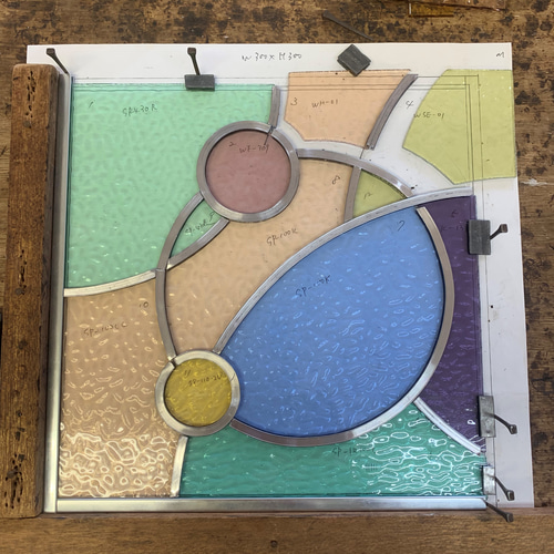 モダン調ステンドグラスパネル/円形 パネル ケイム組 インテリア