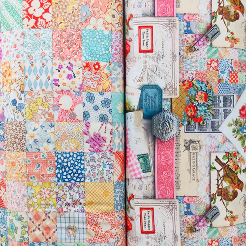 フィードサック ハンドメイド パッチワーク キルト タペストリー