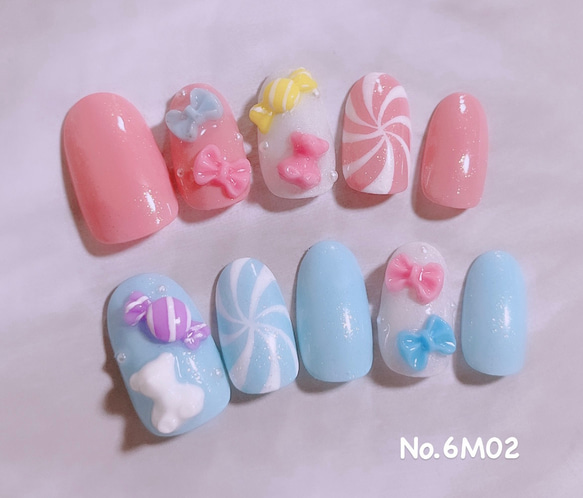 No.6M02 ネイルチップ サイズオーダー スイーツネイル