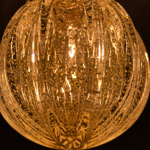 麻炭ガラス・ランプシェード『10cm』金箔・透明クリア 球体 E17