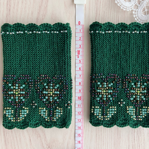 送料無料]エスニックなハートフラワーのビーズニットのアーム