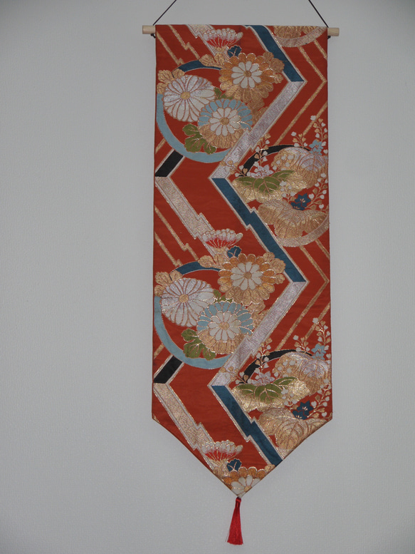 帯地掛け軸・タペストリー ☆0009帯タペストリー/テーブルランナー（棒付き） その他インテリア