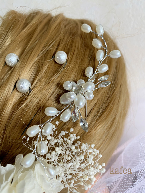 ♡低馬尾系列5婚禮成人禮畢業婚禮永生花珍珠飾品 第4張的照片