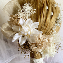 ♡低馬尾系列5婚禮成人禮畢業婚禮永生花珍珠飾品 第5張的照片