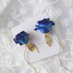 オレンジ薔薇 パール 薔薇ピアス イヤリング ピアス（その他