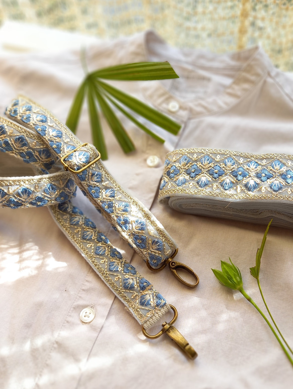 インド刺繍リボン　ショルダー ストラップホルダー付き インド刺繍リボンショルダーストラップ